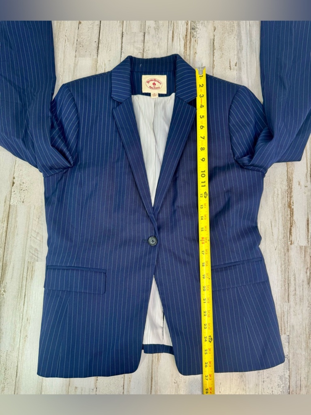 Brooks Brothers Red Fleece Women Blazer Jacket Blue Pinstripe Size 12 - Picture 5 of 12